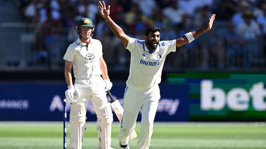 <div class="paragraphs"><p>File photo of Jasprit Bumrah and Australia's Nathan McSweeney.</p></div>