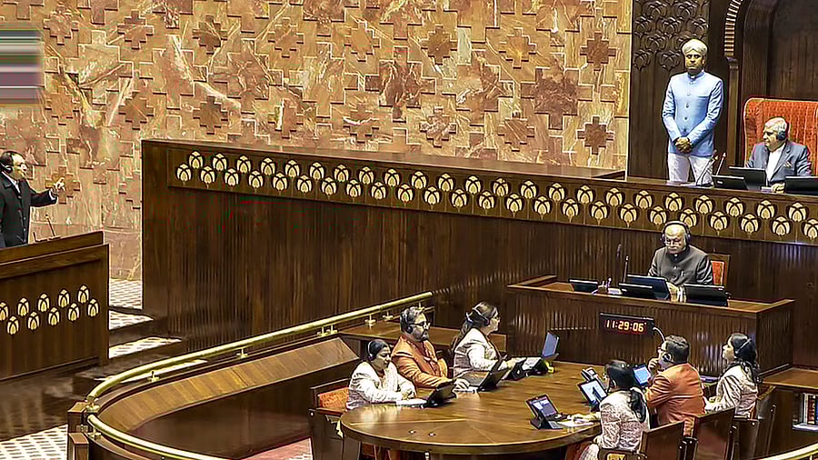 <div class="paragraphs"><p> New Delhi: Rajya Sabha Chairman Jagdeep Dhankhar conducts proceedings in the House during the Winter session of Parliament</p></div>