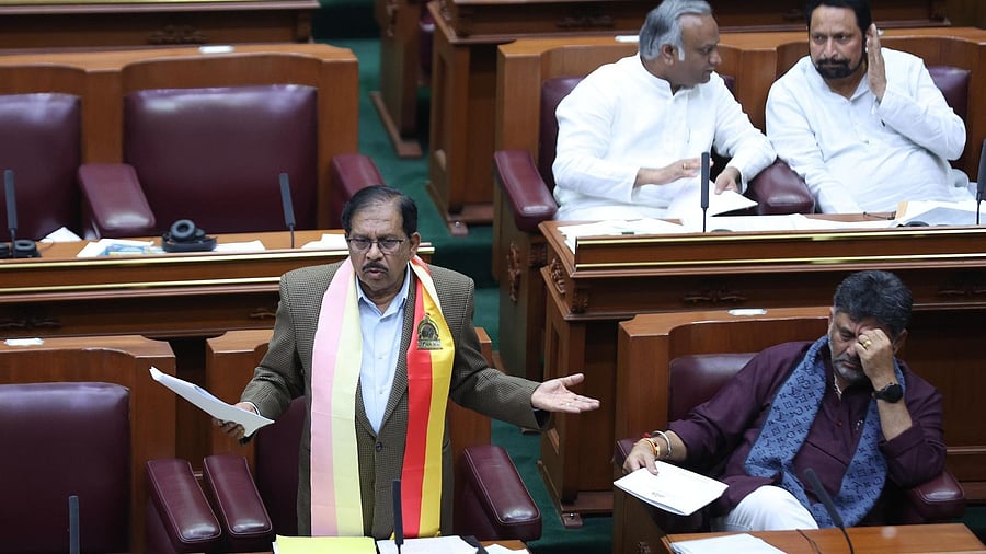 <div class="paragraphs"><p>Home Minister G Parameshwara and DK Shivakumar during the ongoing winter session of Karnataka Assembly. </p></div>
