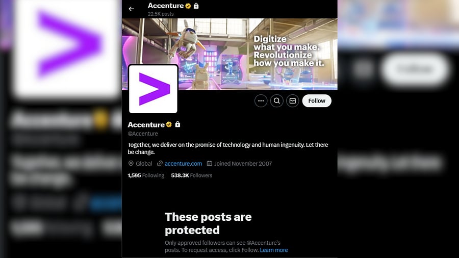 <div class="paragraphs"><p>Accenture's profile on X is locked.&nbsp;</p></div>