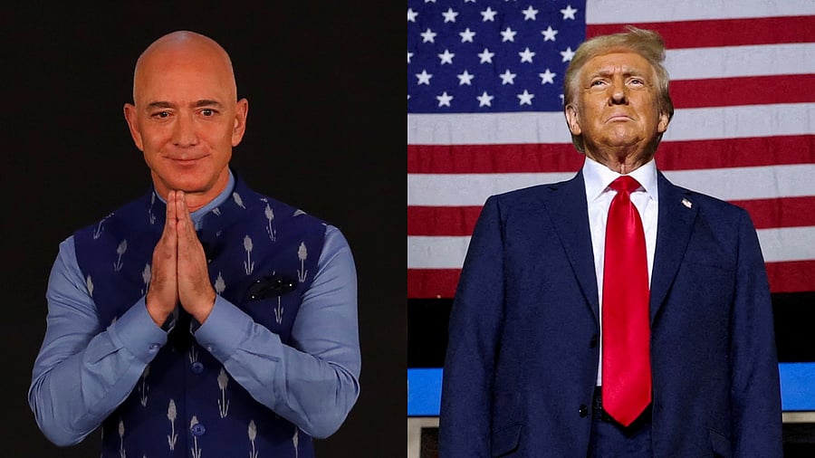 <div class="paragraphs"><p>Amazon founder Jeff Bezos (L) and US President-elect Donald Trump (R).</p></div>