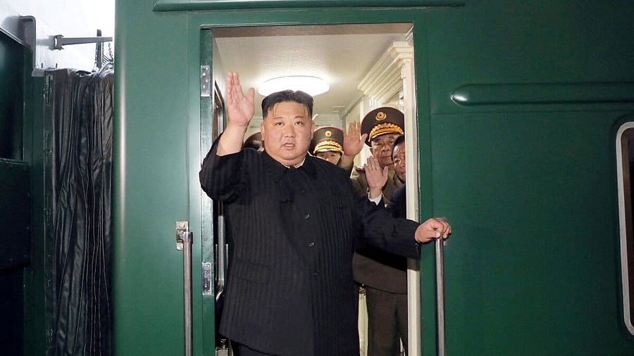 <div class="paragraphs"><p>Kim Jong-un on his train.</p></div>