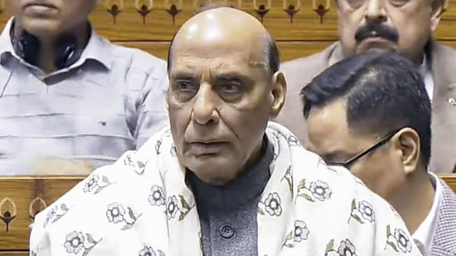 <div class="paragraphs"><p>Defence Minister Rajnath Singh speaks during a discussion on 75th anniversary of the adoption of the Constitution of India in the Lok Sabha during the Winter session of Parliament, in New Delhi, Friday, Dec. 13, 2024.</p></div>