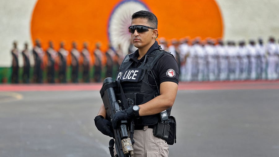 <div class="paragraphs"><p>A member of Special Protection Group stands guard </p></div>