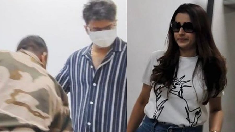 <div class="paragraphs"><p>A collage of 'Thalapathy' Vijay and Trisha from the private airport.</p></div>