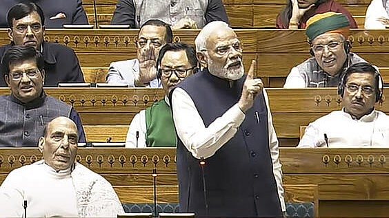 <div class="paragraphs"><p>Prime Minister Narendra Modi speaks in the Lok Sabha on Saturday</p></div>