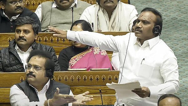 <div class="paragraphs"><p>DMK MP A. Raja speaks in the Lok Sabha during the Winter session of Parliament, in New Delhi. </p></div>