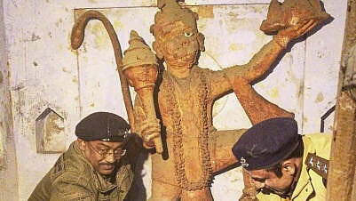 <div class="paragraphs"><p>Security personnel inside a temple that was reopened after 46 years, at Khaggu Sarai area in Sambhal district.&nbsp;</p></div>