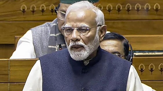 <div class="paragraphs"><p>Prime Minister Narendra Modi speaks in the Lok Sabha during the discussion on the 'glorious journey of 75 years of the India Constitution', in the ongoing Winter session of Parliament, in New Delhi, Saturday, Dec. 14, 2024.</p></div>