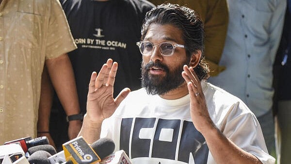 <div class="paragraphs"><p>Telugu film actor Allu Arjun addresses a press conference at his residence, in Hyderabad, Saturday, Dec. 14, 2024. Arjun was on Saturday morning released from the jail, a day after he was arrested in connection with the death of a woman in a stampede during the premiere of his film.</p></div>