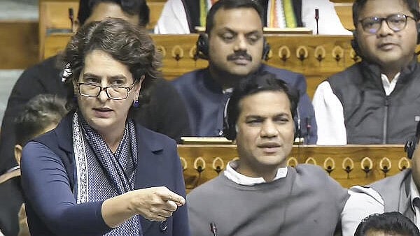 <div class="paragraphs"><p>Congress MP Priyanka Gandhi Vadra speaks in the Lok Sabha during a discussion on 75th anniversary of the adoption of the Indian Constitution at the Winter session of Parliament, in New Delhi.&nbsp;</p></div>