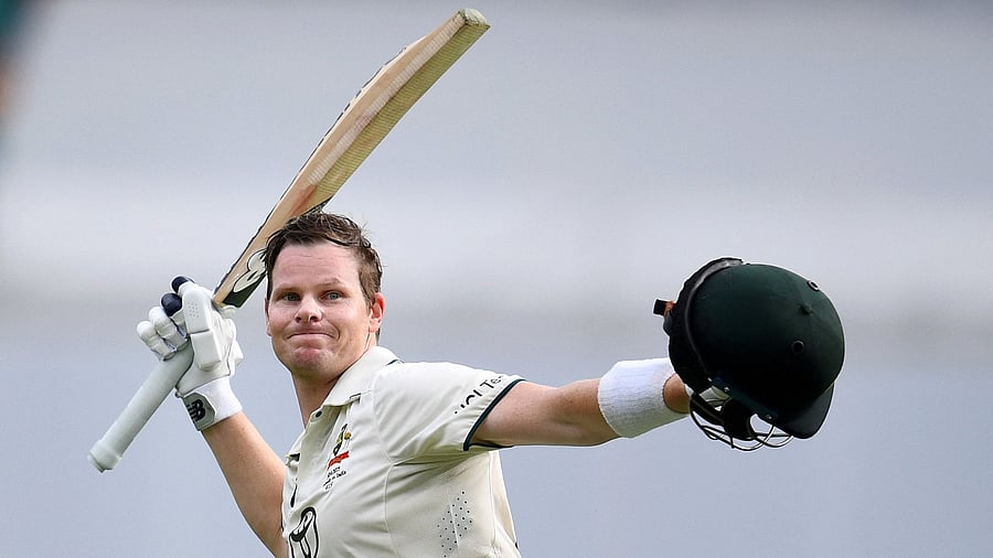 <div class="paragraphs"><p>Australia's Steve Smith celebrates after ending a 17-month century drought in Tests with a fighting 101 against India on Sunday at the Gabba. </p></div>