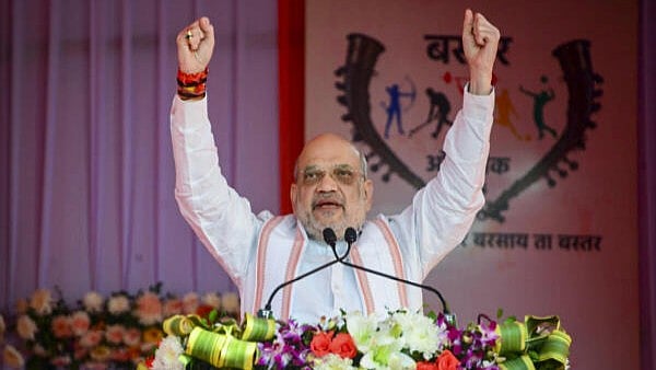 <div class="paragraphs"><p>Union Home Minister Amit Shah addresses the gathering during the closing ceremony of ‘Bastar Olympics’ at Jagdalpur, in Bastar district, Chhattisgarh, Sunday, Dec. 15, 2024</p></div>