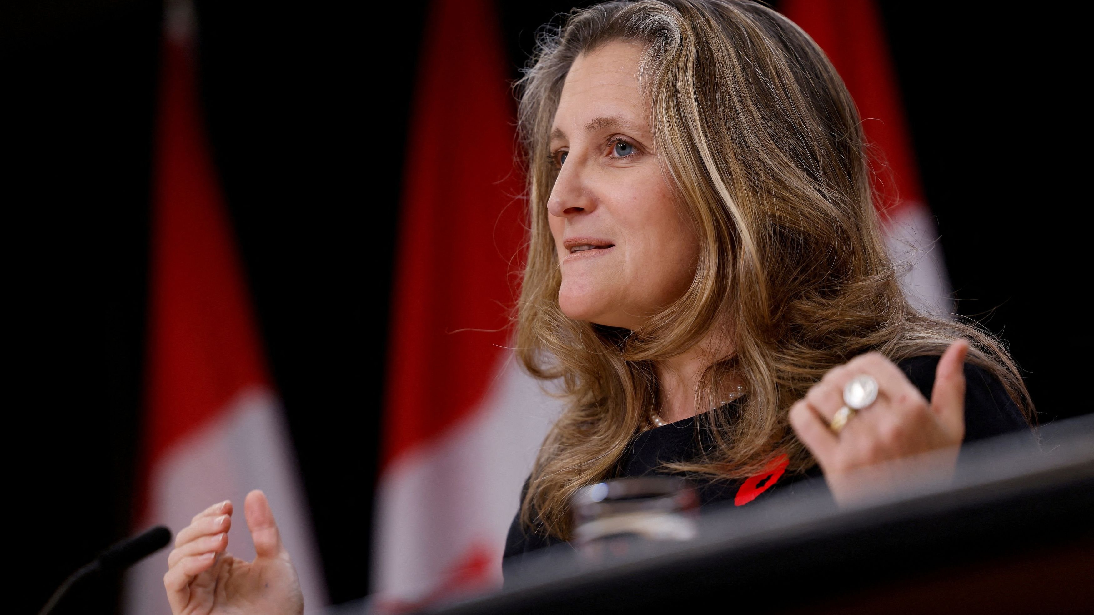 <div class="paragraphs"><p>Canada's Minister of Finance Chrystia Freeland speaks during a press conference in Ottawa, Ontario, Canada November 6, 2024.</p></div>