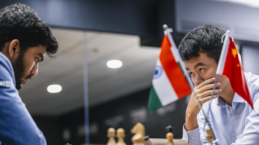 <div class="paragraphs"><p>India's D Gukesh and China’s Ding Liren during the 14th game of the FIDE World Chess Championship 2024, in Singapore, Thursday, Dec. 12, 2024.</p></div>