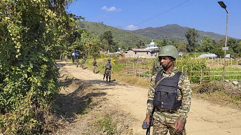 <div class="paragraphs"><p>Security forces personnel during search operations and area domination in the fringe and vulnerable areas of hill and valley districts of Manipur.</p></div>