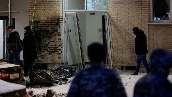 <div class="paragraphs"><p>A view shows a scene of an explosion, which reportedly killed two army officers, in Moscow</p></div>