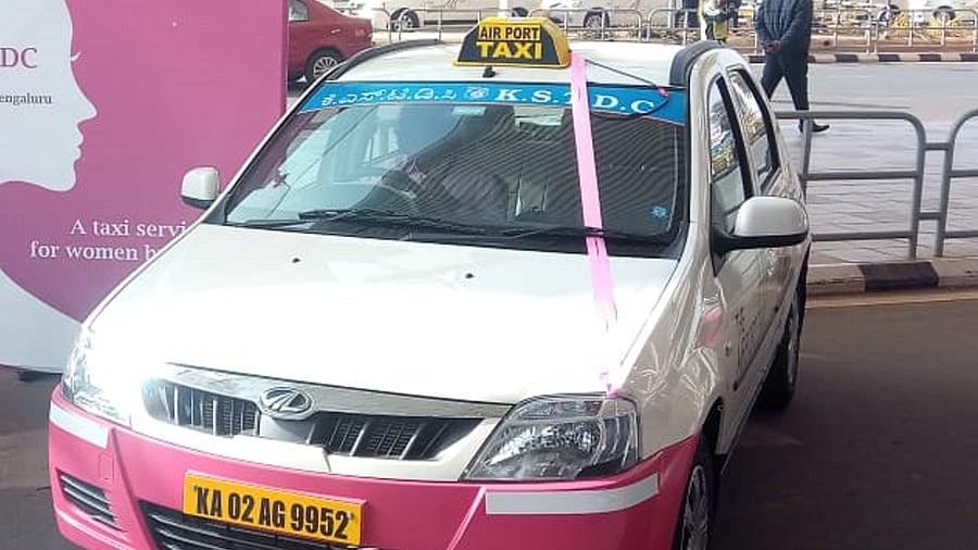 A taxi by GoPink Premium Cabs at the Kempegowda International Airport. 