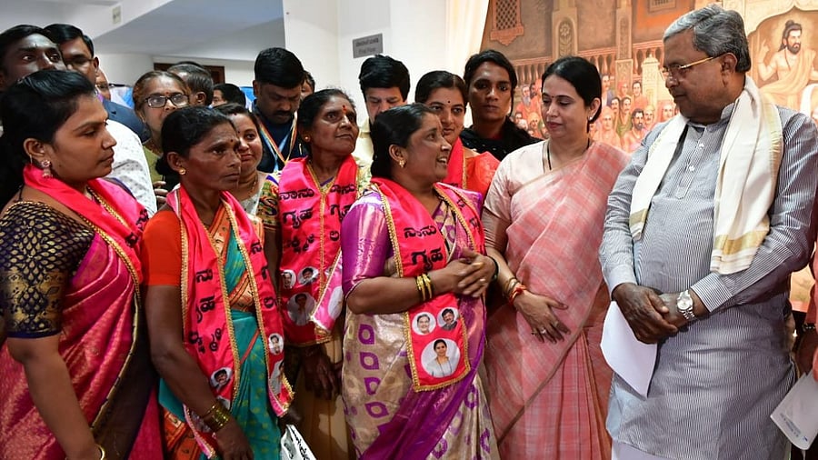 <div class="paragraphs"><p>Chief Minister Siddaramaiah interacts with the beneficiaries of the Gruha Lakshmi at Suvarna Vidhana Soudha in Belagavi on Wednesday. Women and Child Development Minister Laxmi Hebbalkar is also seen. </p></div>