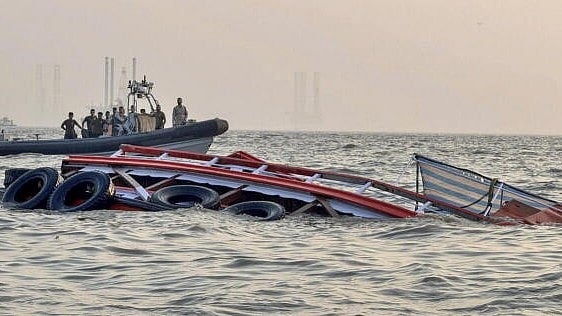 <div class="paragraphs"><p>Rescue work underway after a ferry capsized off Mumbai coast when a Navy craft crashed into it.&nbsp;</p></div>