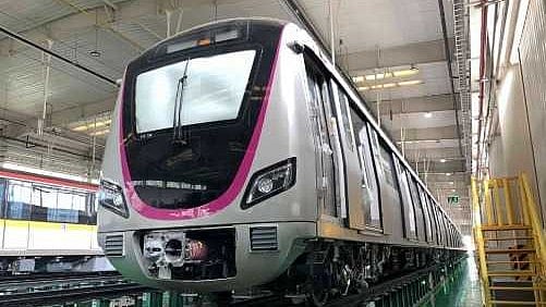 <div class="paragraphs"><p>The China-made prototype train for the Purple Line. </p></div>