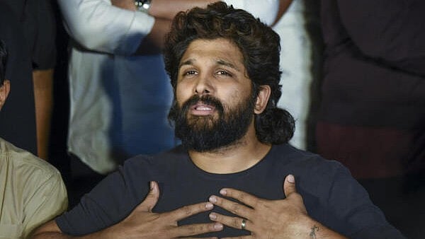 <div class="paragraphs"><p>Telugu film actor Allu Arjun addresses a press conference, in Hyderabad, Saturday, Dec. 21, 2024.</p></div>