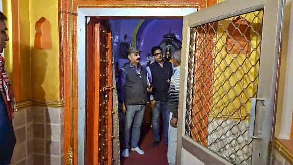 <div class="paragraphs"><p>ASI team members conduct a survey at the ancient Kalki Vishnu temple, in Sambhal on Saturday.</p></div>