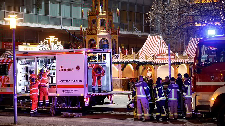<div class="paragraphs"><p>Emergency personnel work at a Christmas market after a car drove into a group of people, according to local media, in Magdeburg, Germany, December 21, 2024. </p></div>