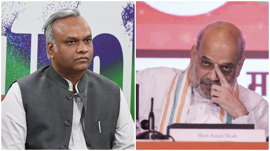 <div class="paragraphs"><p>Priyank Kharge (L); Amit Shah (R).</p></div>