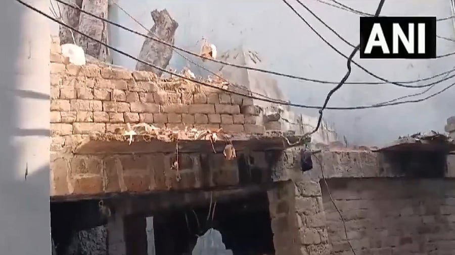 <div class="paragraphs"><p>Screengrab from a video showing the temple structure in UP's Khurja.</p></div>