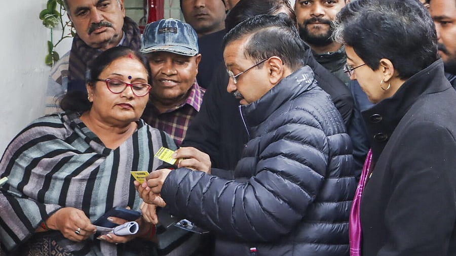 <div class="paragraphs"><p>AAP National Convenor Arvind Kejriwal during commencement of the registration process for ‘Mukhyamantri Mahila Samman Yojana’, at the East Kidwai Nagar in Delhi</p></div>