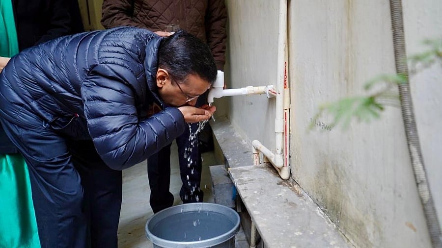 <div class="paragraphs"><p>To show that the water was clean, Kejriwal drank water directly from the tap.</p></div>