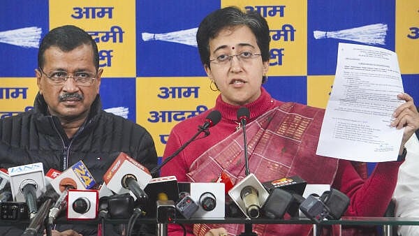 <div class="paragraphs"><p>Delhi Chief Minister Atishi and AAP National Convenor Arvind Kejriwal during a press conference, in New Delhi.</p></div>