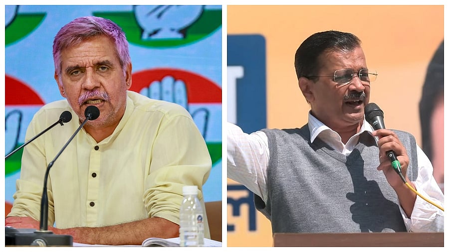 <div class="paragraphs"><p>Congress leader&nbsp;Sandeep Dikshit (L) and AAP chief Arvind Kejriwal</p></div>