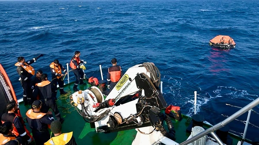 <div class="paragraphs"><p>The vessel was sailing from Gujarat's Mundra to Socotra in Yemen when it was battered by rough seas.</p></div>