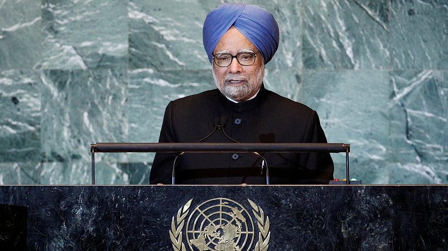 <div class="paragraphs"><p>File photo of former Indian Prime Minister Manmohan Singh addressing the 66th United Nations General Assembly at the UN headquarters in New York, US, September 24, 2011.</p></div>