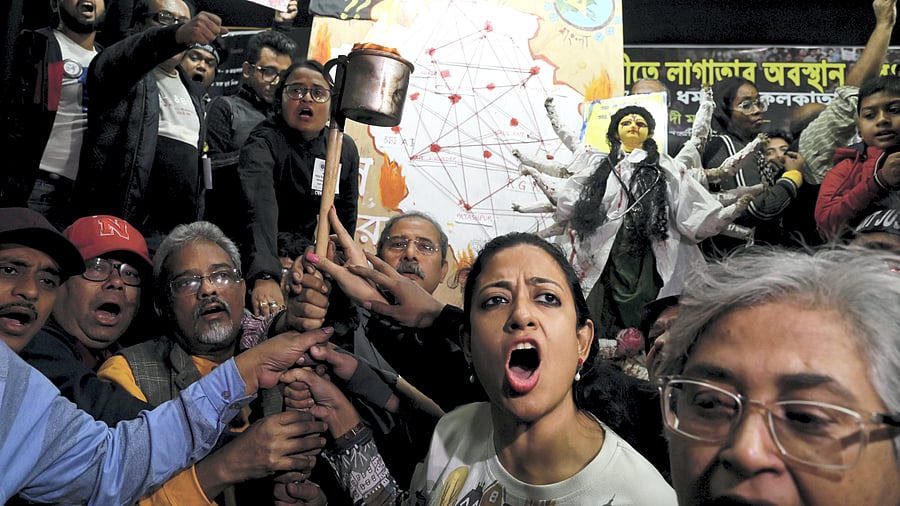 <div class="paragraphs"><p>Doctors protest in West Bengal over the R G Kar incidence.</p></div>