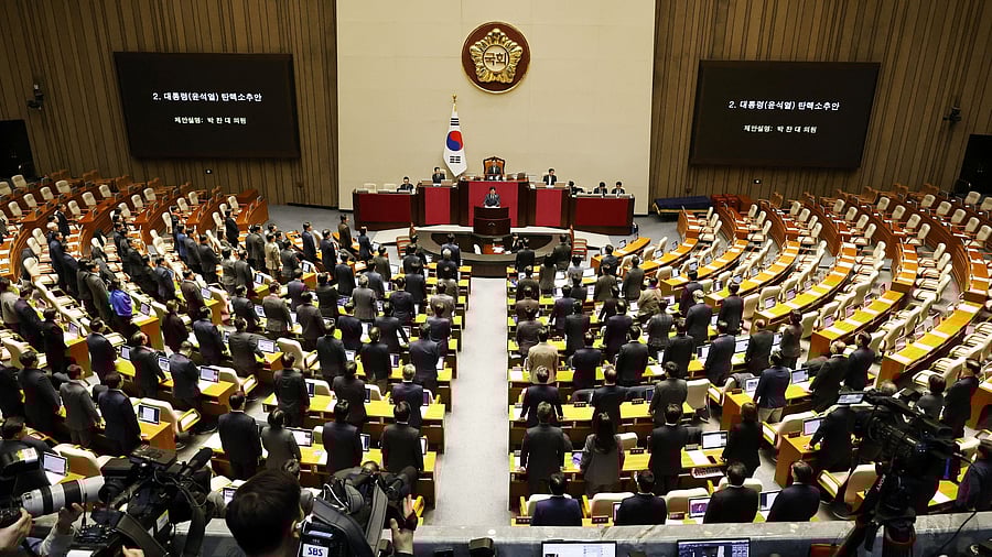 <div class="paragraphs"><p>General view of lawmakers in the voting chamber  at the National Assembly in Seoul, South Korea, 07 December 2024. </p></div>