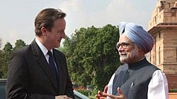 <div class="paragraphs"><p>Former Prime Minister Manmohan Singh  British counterpart David Cameron. </p></div>