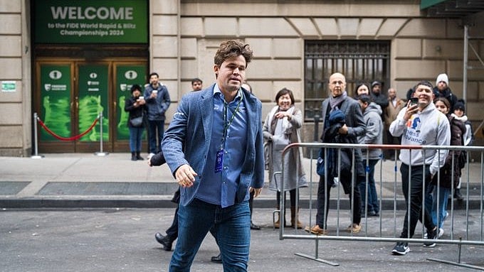 <div class="paragraphs"><p>Meanwhile, "upset" with the turn of events, Carlsen said he won't participate in the Blitz section of the championship as he is 'pretty tired' of FIDE's dress code policies.</p></div>