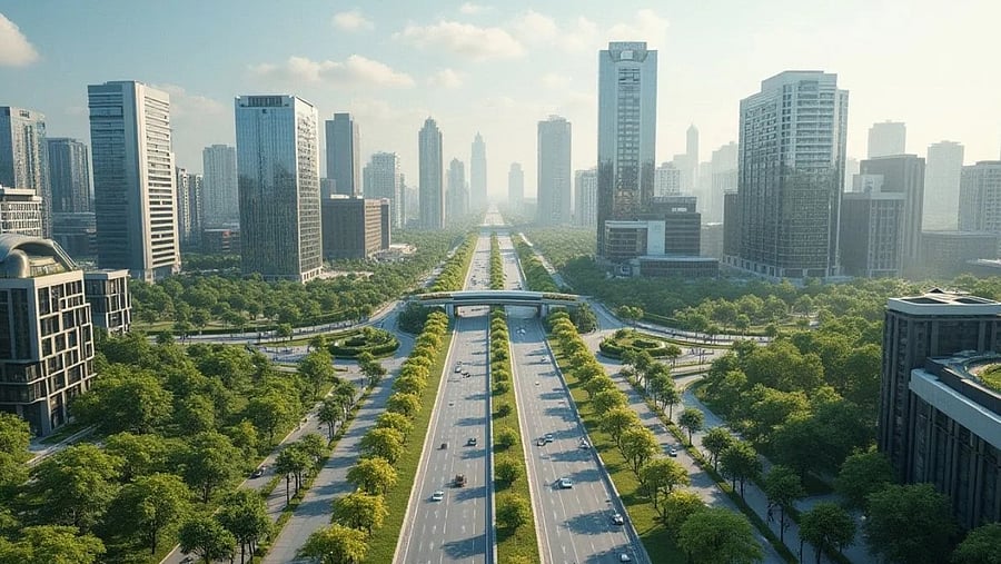 An artists' impression of the Swift City in Sarjapur, which is close to National Highways 44 and 48, as well as its proximity to Bengaluru's thriving IT hub. Credit: Industries Minister's office  
