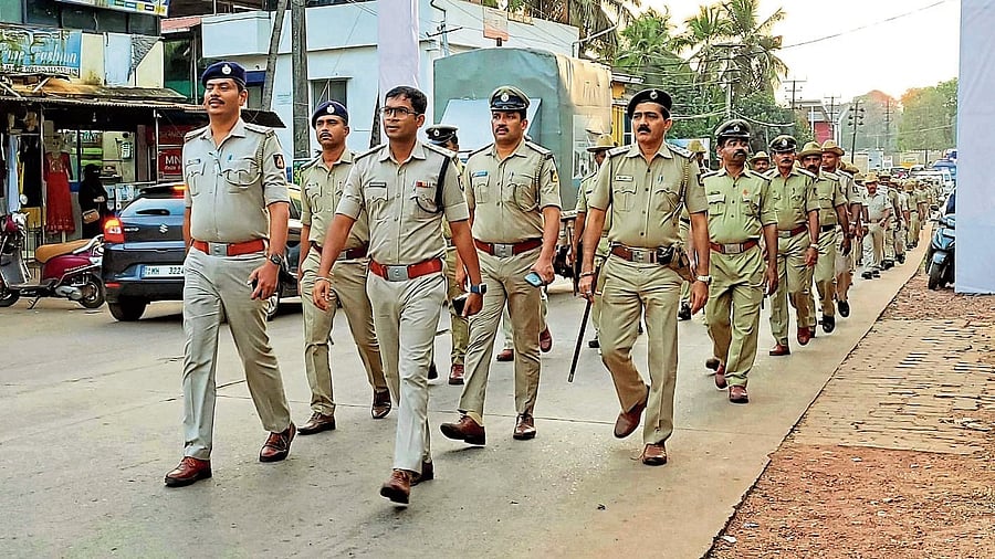 <div class="paragraphs"><p>Police carry out route marches in Mangaluru police commissionerate limits. (Representative image)</p></div>