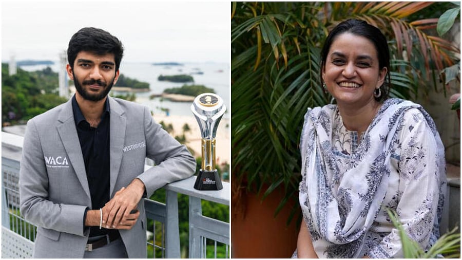 <div class="paragraphs"><p>D Gukesh (Left); Payal Kapadia (Right).</p></div>