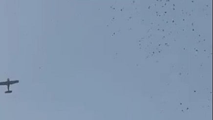 <div class="paragraphs"><p>The plane dropping money.</p></div>
