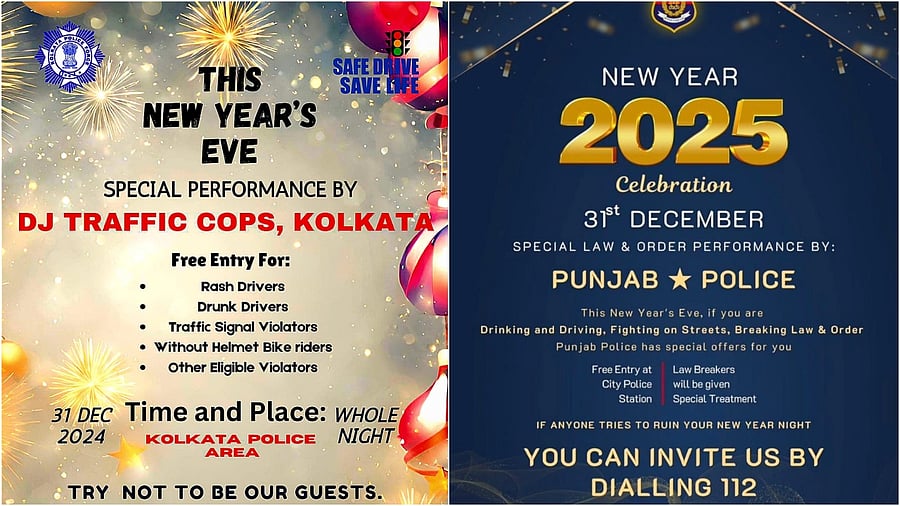 <div class="paragraphs"><p>Creative social media posts by Kolkata Police (L) and Punjab Police. </p></div>