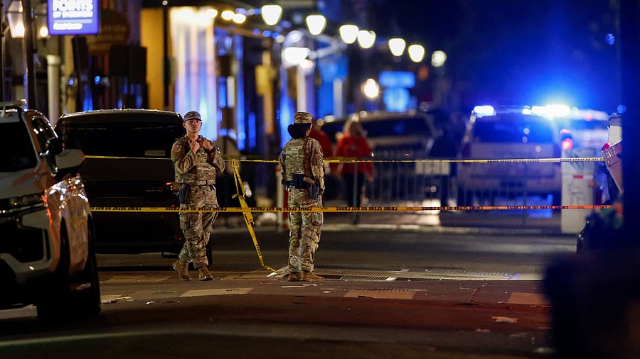 <div class="paragraphs"><p>Military personnel stand near the site where people were killed by a man driving a truck in an attack during New Year's celebrations, in New Orleans, Louisiana, U.S., January 1, 2025. </p></div>