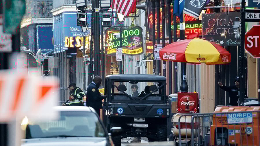 <div class="paragraphs"><p>A law enforcement member works at the site where people were killed by a man driving a truck in an attack during New Year's celebrations, in New Orleans, Louisiana, US.</p></div>