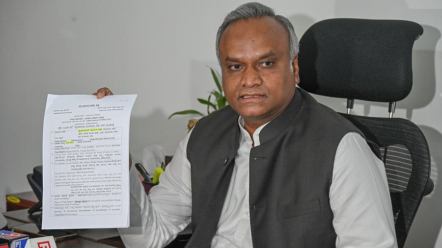 <div class="paragraphs"><p>Priyank Kharge addresses a press conference in Bengaluru.</p></div>