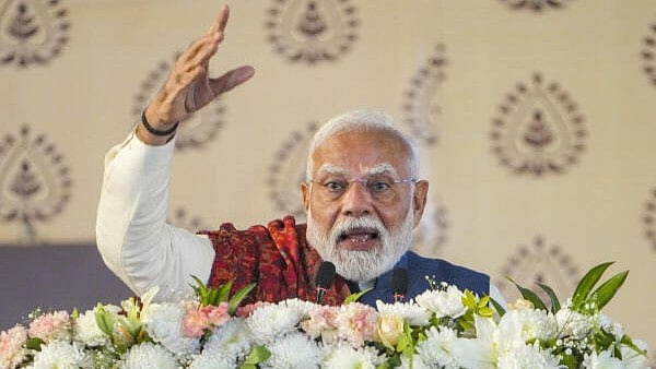<div class="paragraphs"><p>Prime Minister Narendra Modi speaks during the foundation stone laying and inauguration ceremony of various development projects, in New Delhi.</p></div>