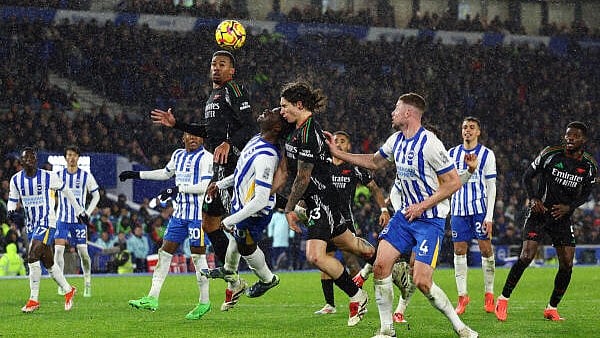 <div class="paragraphs"><p>Premier League - Brighton &amp; Hove Albion v Arsenal - The American Express Community Stadium, Brighton, Britain - January 4, 2025 - Arsenal's Gabriel Magalhaes in action with Brighton &amp; Hove Albion's Carlos Baleba.</p></div>